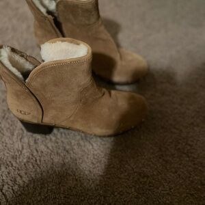 UGG Chestnut Suede Heeled Boots